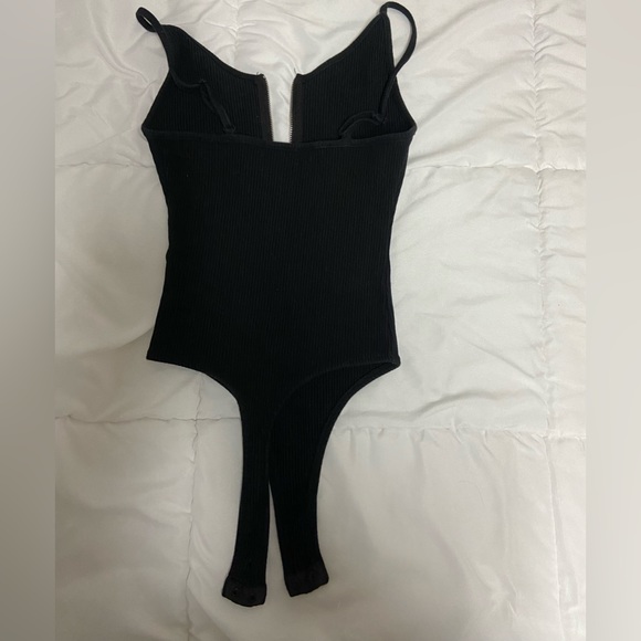 Ribbed Bodysuit - Black - Women's US Small - Formfitting - Zipper - Picture 2 of 4